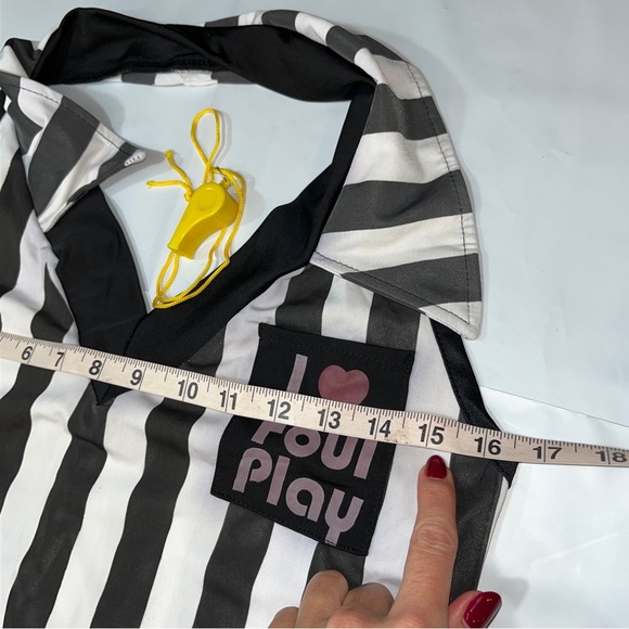FOUL PLAY Sexy SPORTS REF DRESS REFEREE UMPIRE Black White Socks Tights, Whistle - Picture 5 of 16